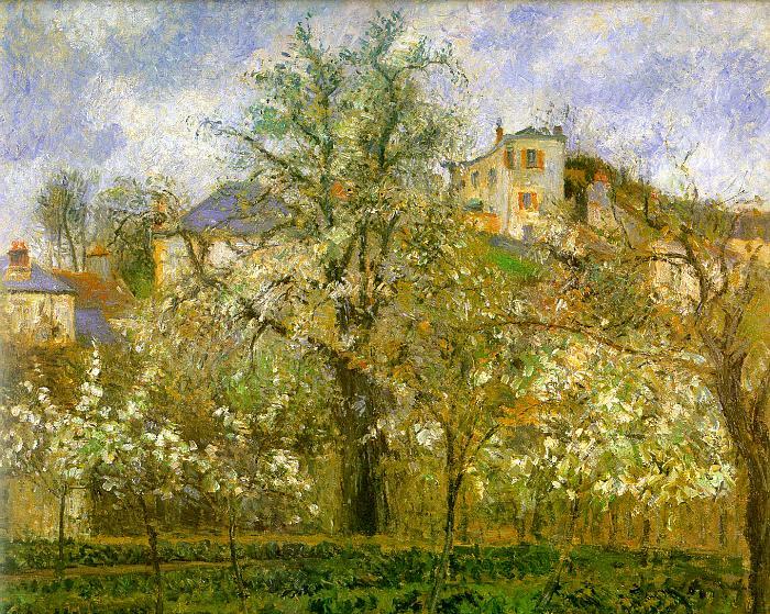 Camille Pissaro Kitchen Garden with Trees in Flower, Pontoise oil painting picture